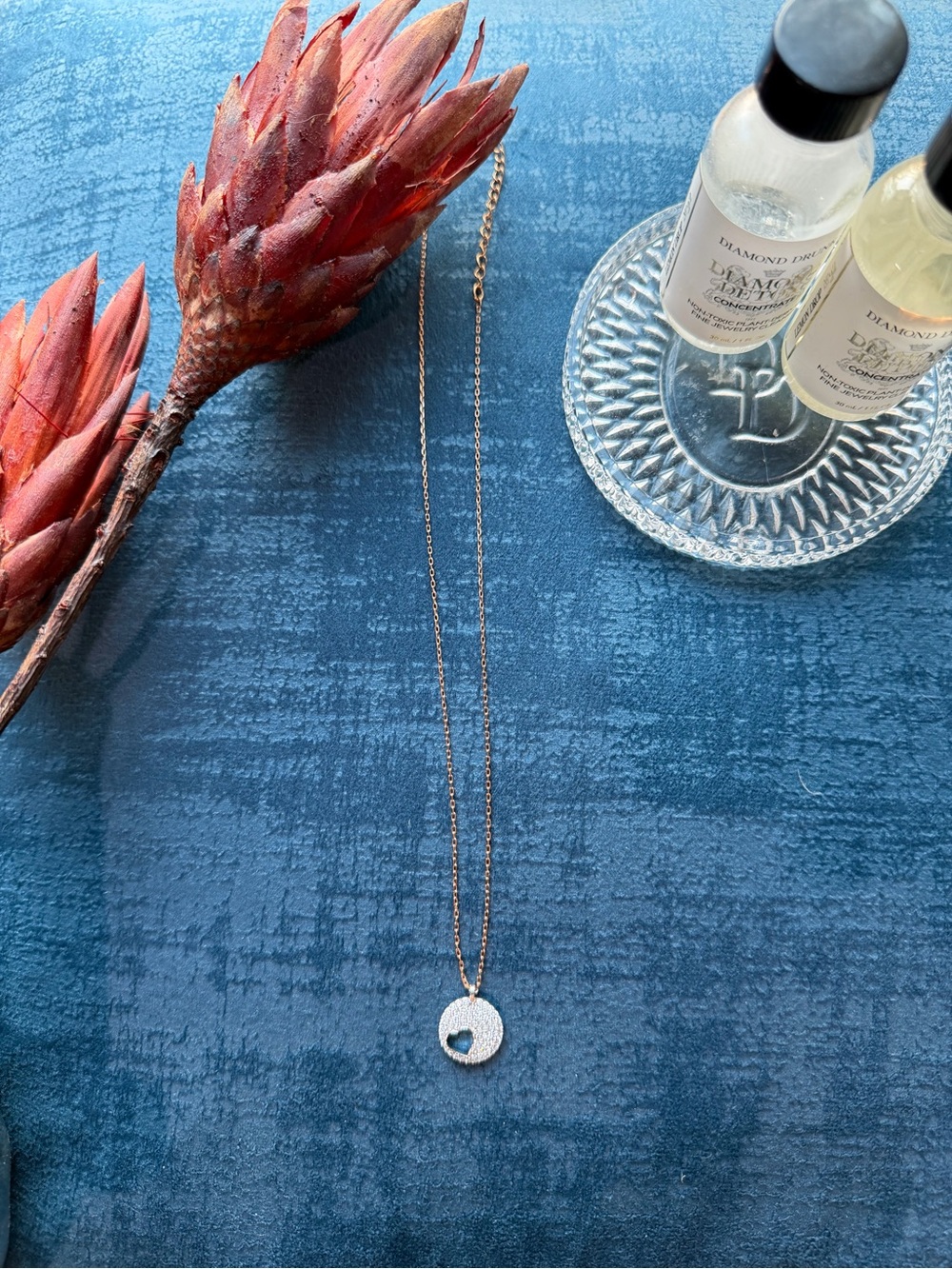 Swarovski Rose Gold Circle Pendant Necklace with Pavé Crystal Accent